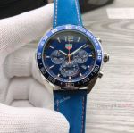 Replica Tag Heuer Formula 1 Blue Dial Chronograph Men Watch 43mm With Blue Leather Strap 